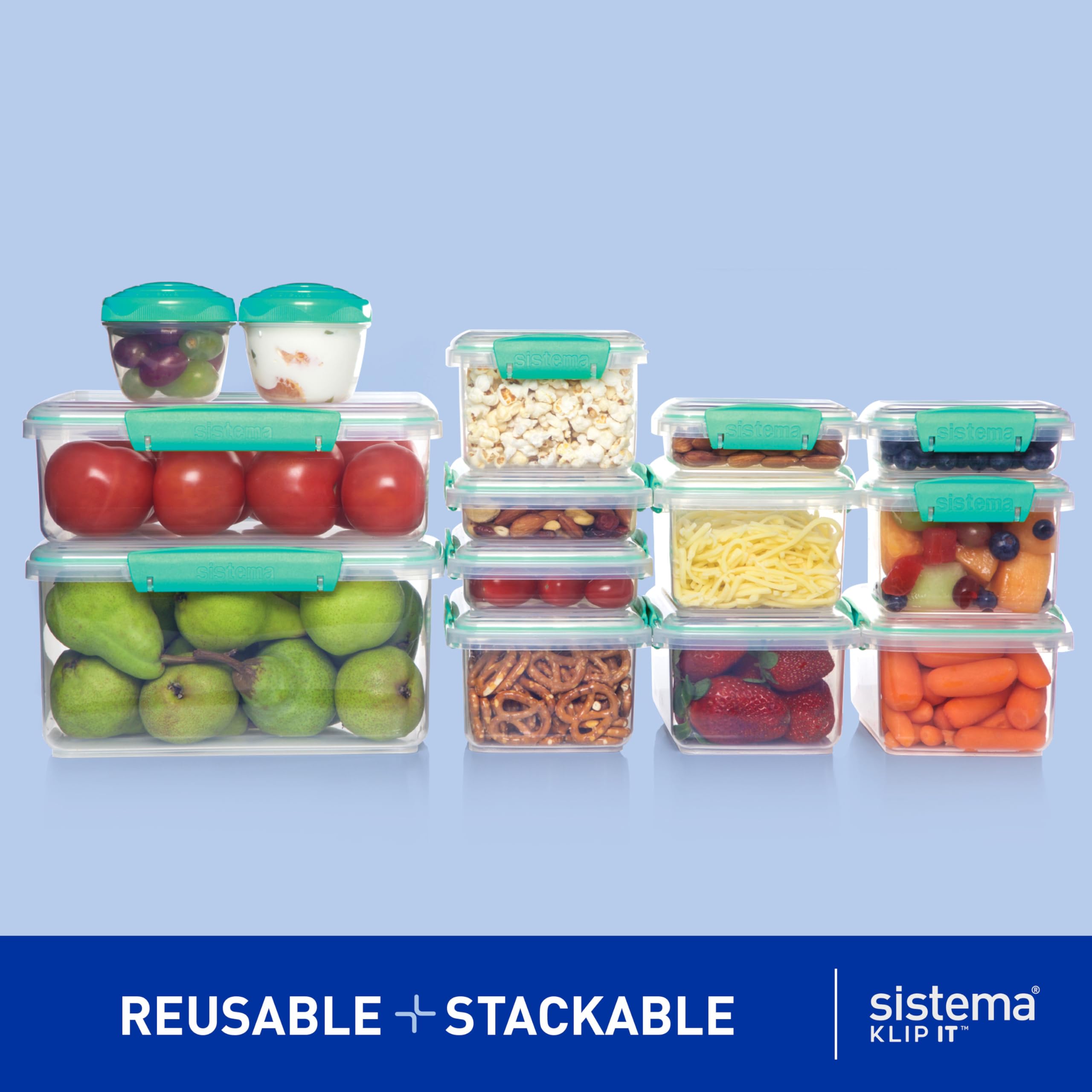 Sistema KLIP IT Food Storage Containers | 28-Piece Airtight Meal Prep Set