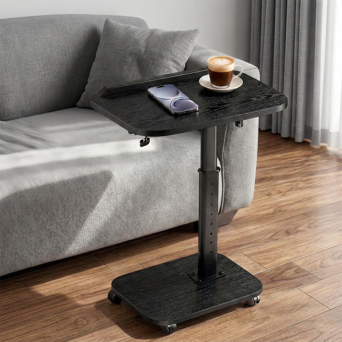 Lubeau Adjustable Side Table with Wheels, C Shaped Side Table Adjustable Height 180° Flip-Over Panel Design, End Table with Phone/Tablet Slot - image 1