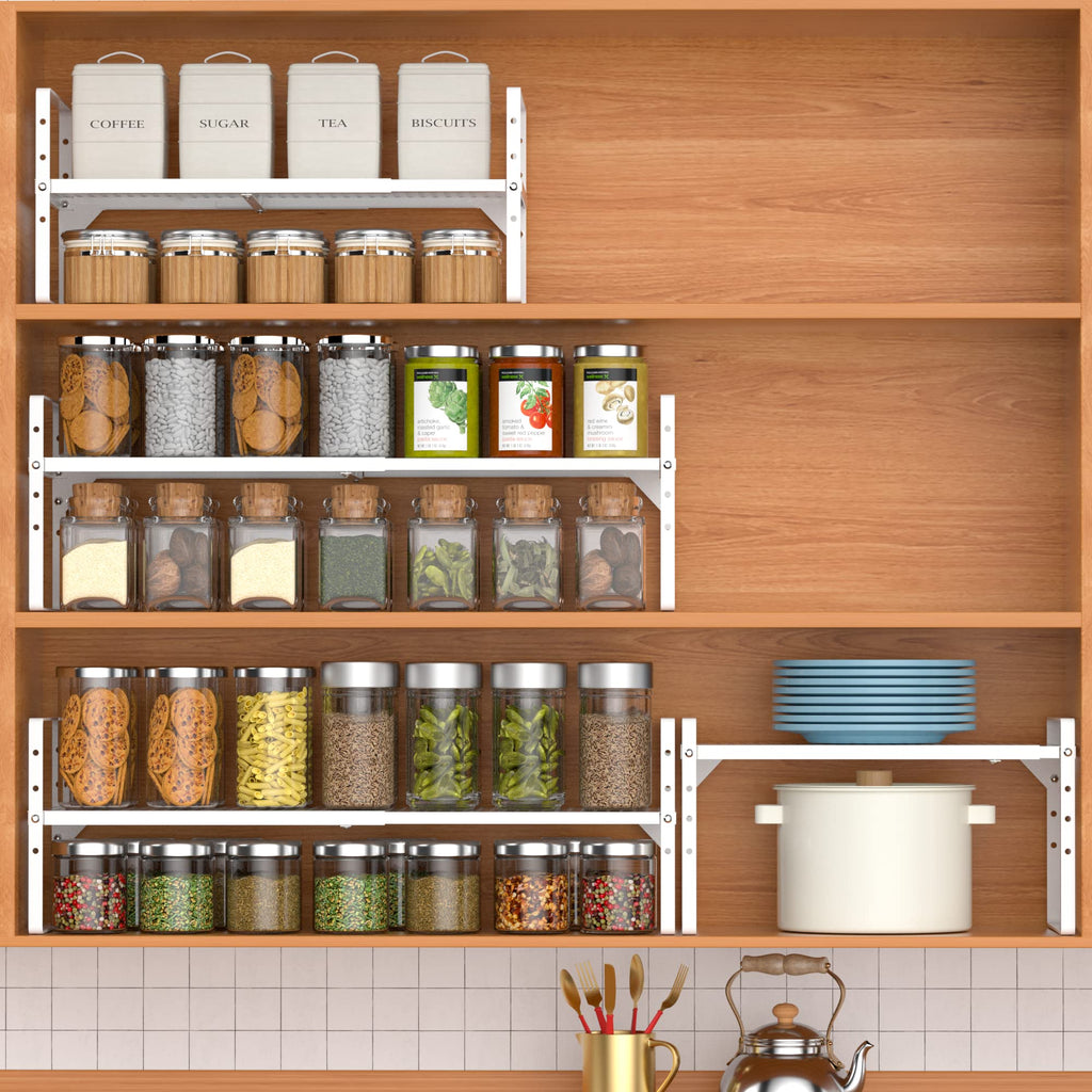 iPEGTOP Expandable Cabinet Shelf Organizer – Heavy Duty Steel Rack, 2 Pack