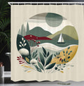 Abakuhaus Nautical Fabric Shower Curtain | Sage Green Boho Botanical Decor