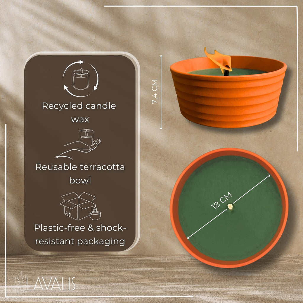 Lavalis Outdoor Garden Candle – XXL Terracotta Fire Pit, 15h Burn Time