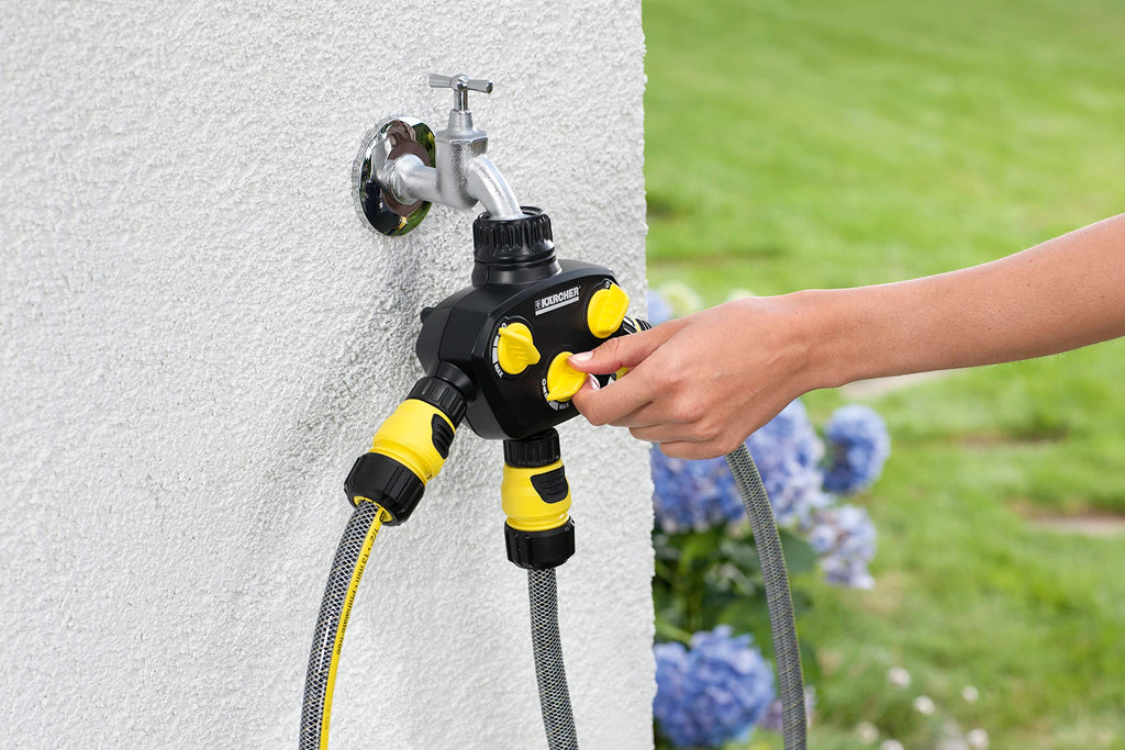 Kärcher 3-Way Tap Adapter – 3-Wege-Verteiler für Gartenschläuche, Schwarz