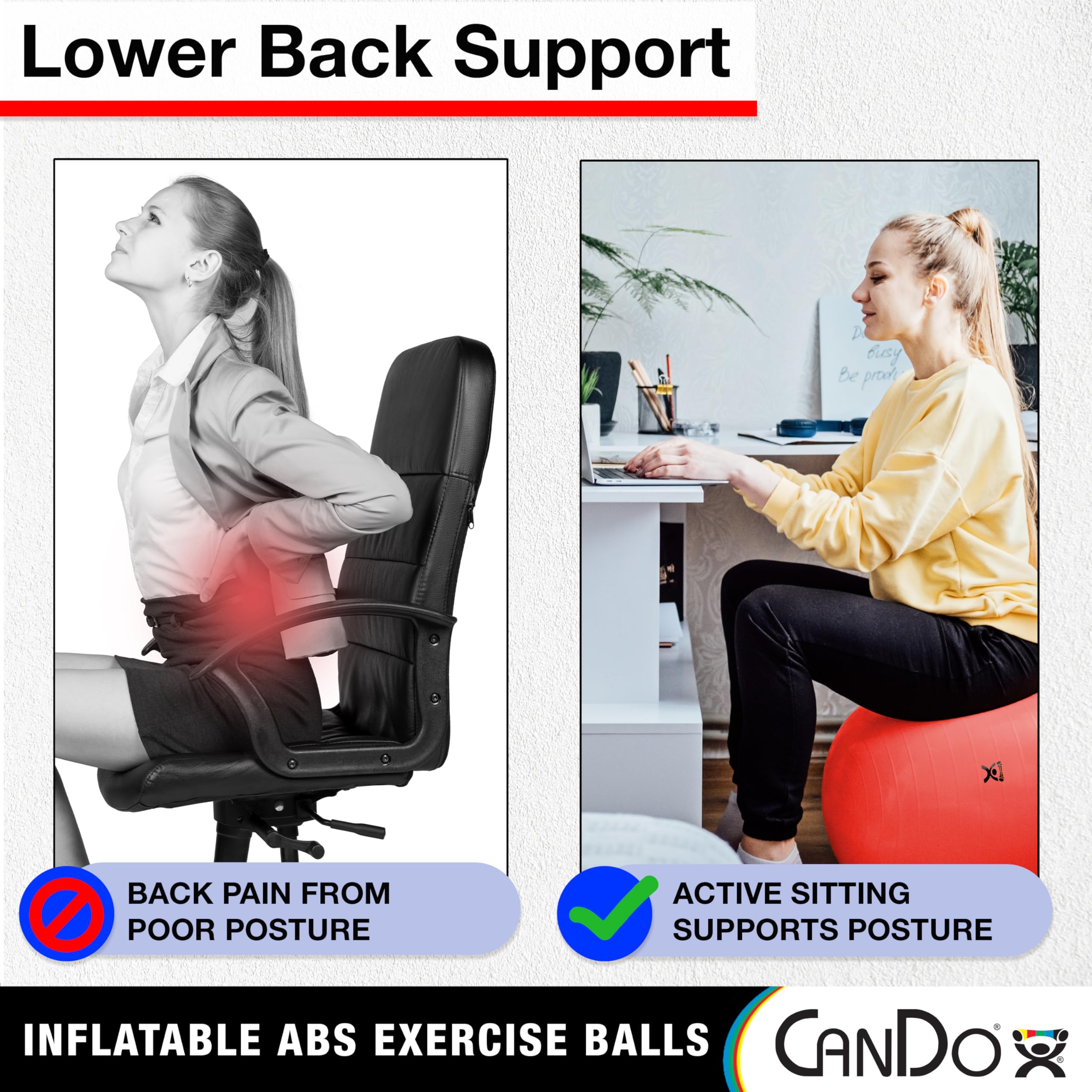 CanDo Deluxe Anti-Burst Exercise Ball – 85cm Blue Gym Yoga Ball