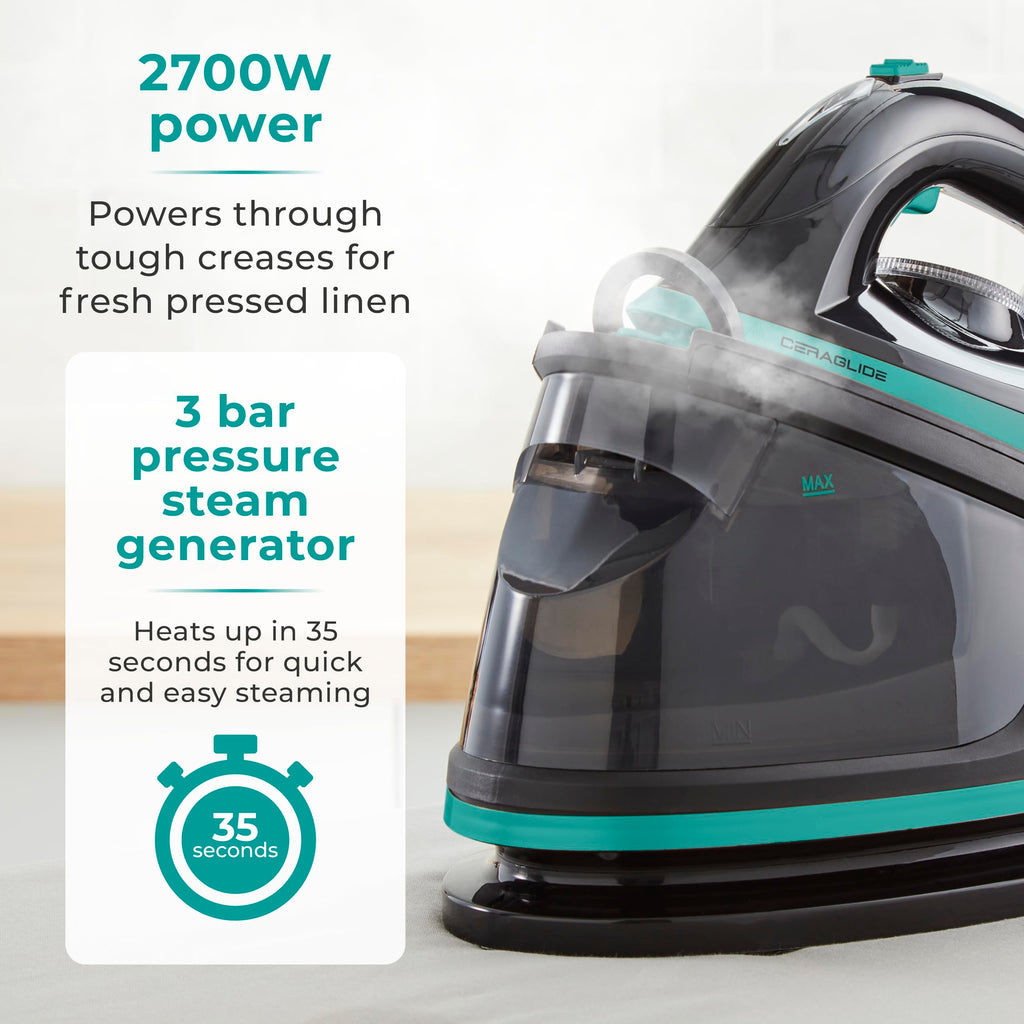 Tower Ceraglide Steam Generator Iron | 2700W Digital Display - Teal
