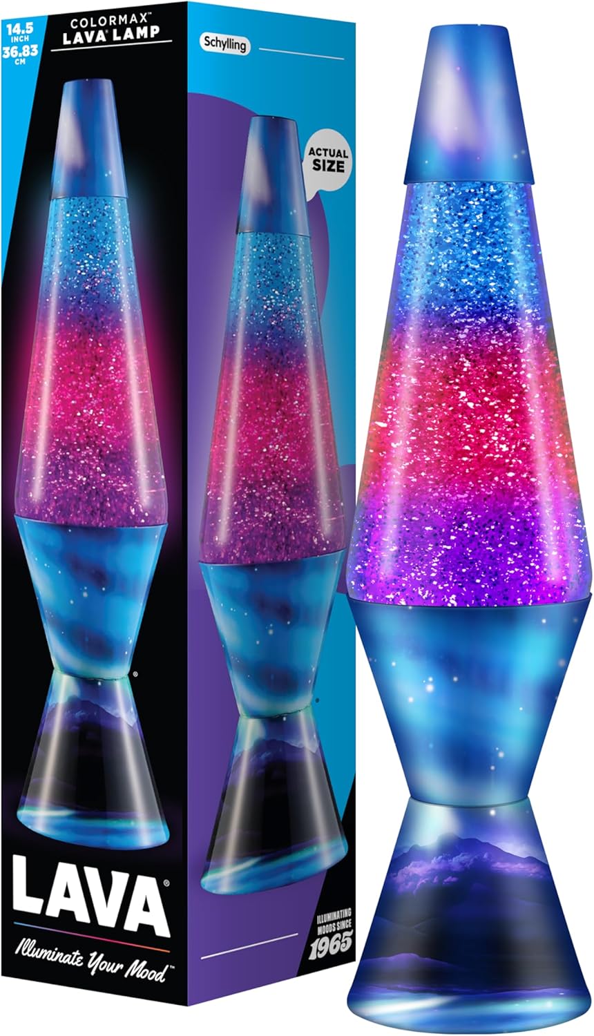 Snaps Northern Lights Lava Lamp – 14.5 Inch Silver Glitter Mood Light