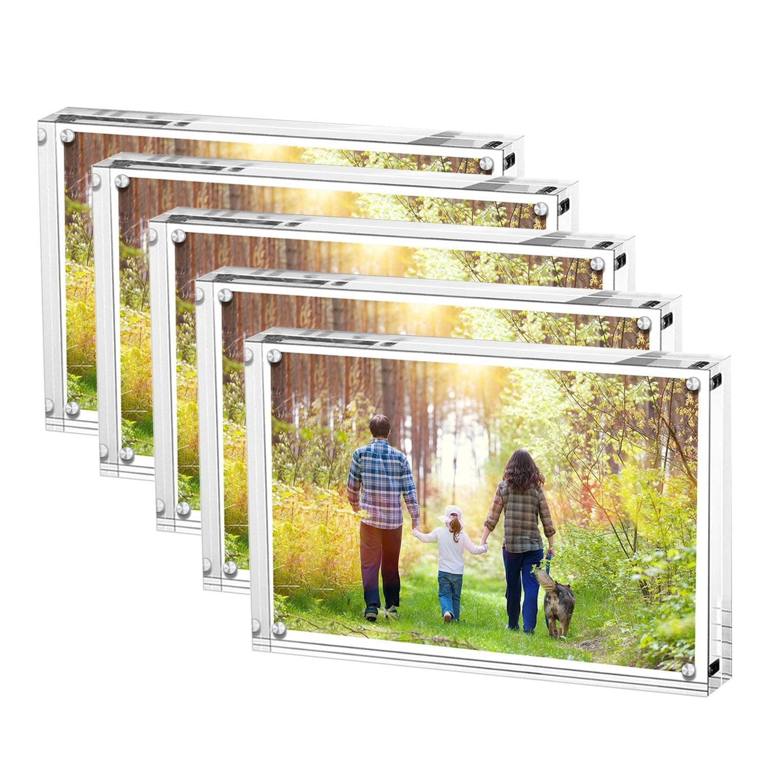 Boxalls Acrylic Photo Frame 5x7 Inch – Magnetic Double Sided Set of 5