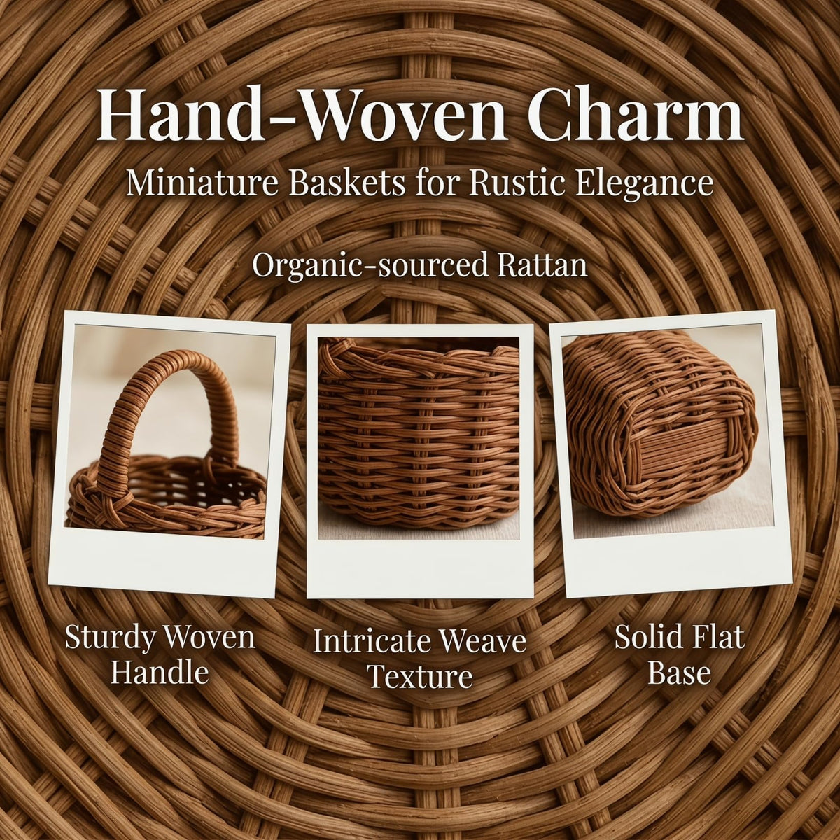 UKCOCO 2pcs Miniature Woven with Handles Small Farmhouse Storage Basket for Weddings Parties and Home Decor Rustic Flower Arrangement - image 3