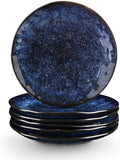 Vicrays Porcelain Dessert Plates – 8 Inch Round Salad Plate Set of 6, Starry Blue