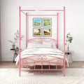 ARFARLY Canopy Bed Frame – Metal Double Bed in Pink, 120 x 200 cm