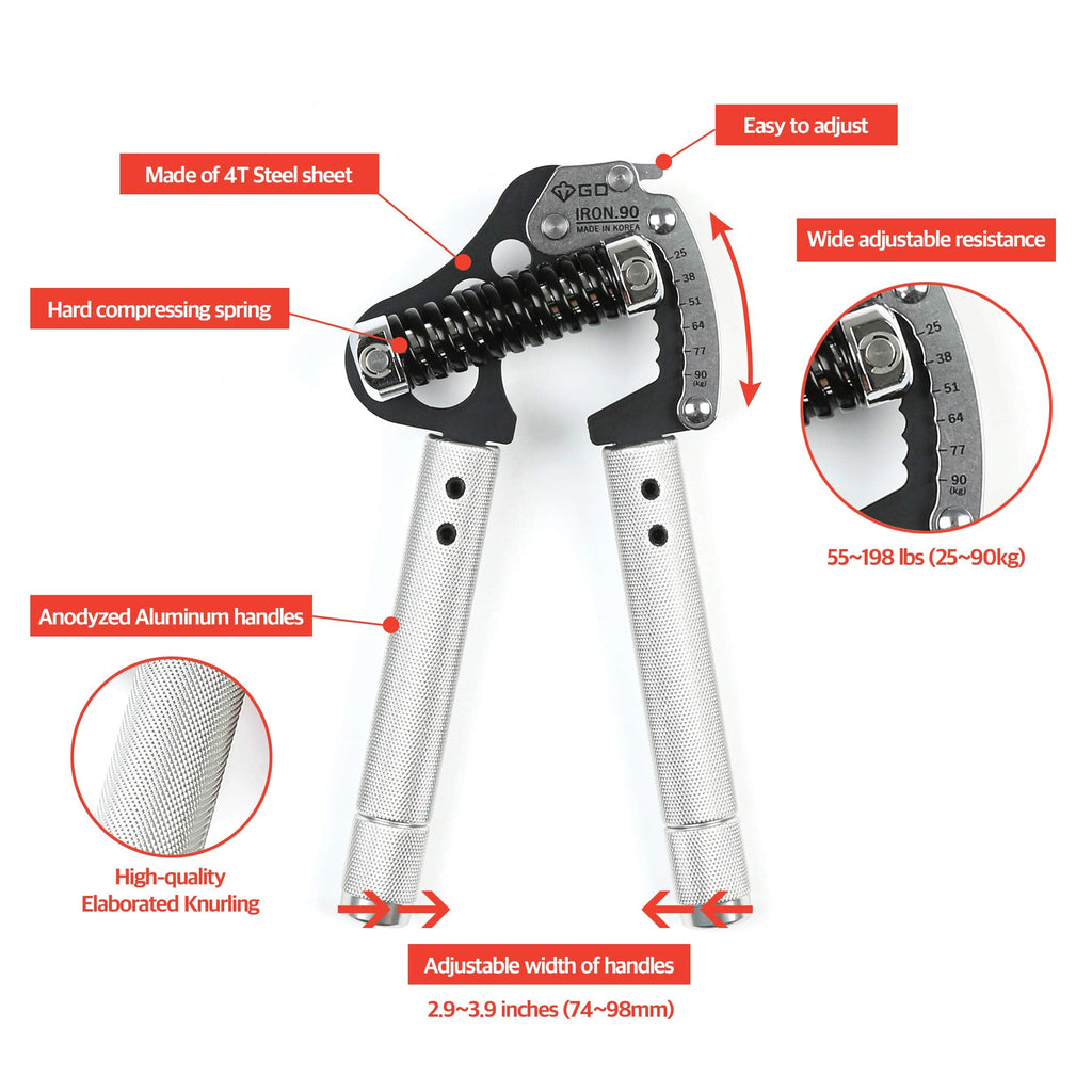 GD Iron Grip EXT 90 Adjustable Hand Strengthener | 25-90kg Forearm Trainer