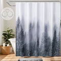 ORTIGIA Misty Forest Shower Curtain | Grey Jacquard Polyester with Hooks