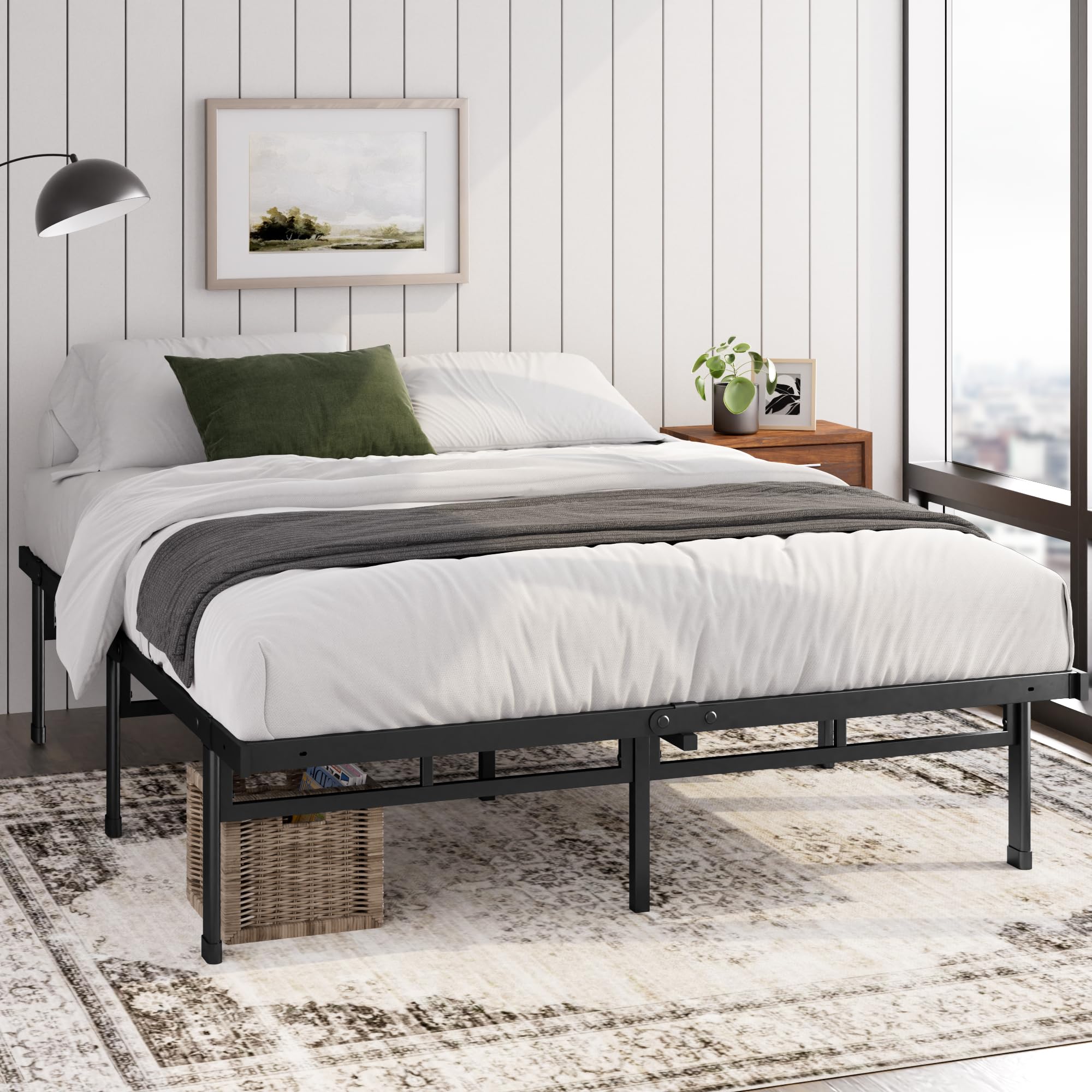 ZINUS Justin Metal Double Bed Frame | 135x190cm Steel Slat Support