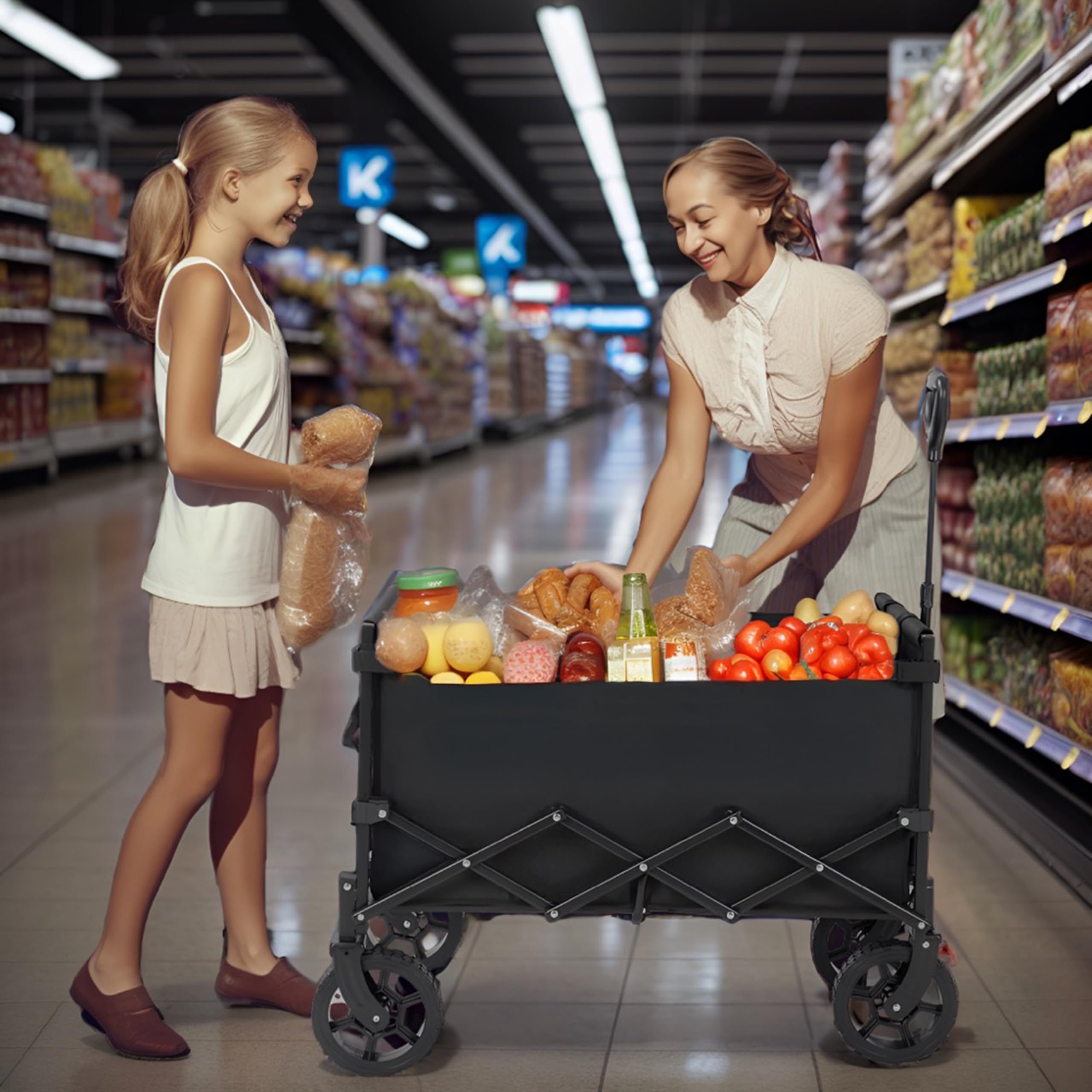 Finnhomy Folding Camping Trolley – 150kg Heavy Duty Wagon with Brake