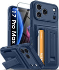 Jolof Store iPhone 17 Pro Max Wallet Case – RFID Blocking Rugged Blue