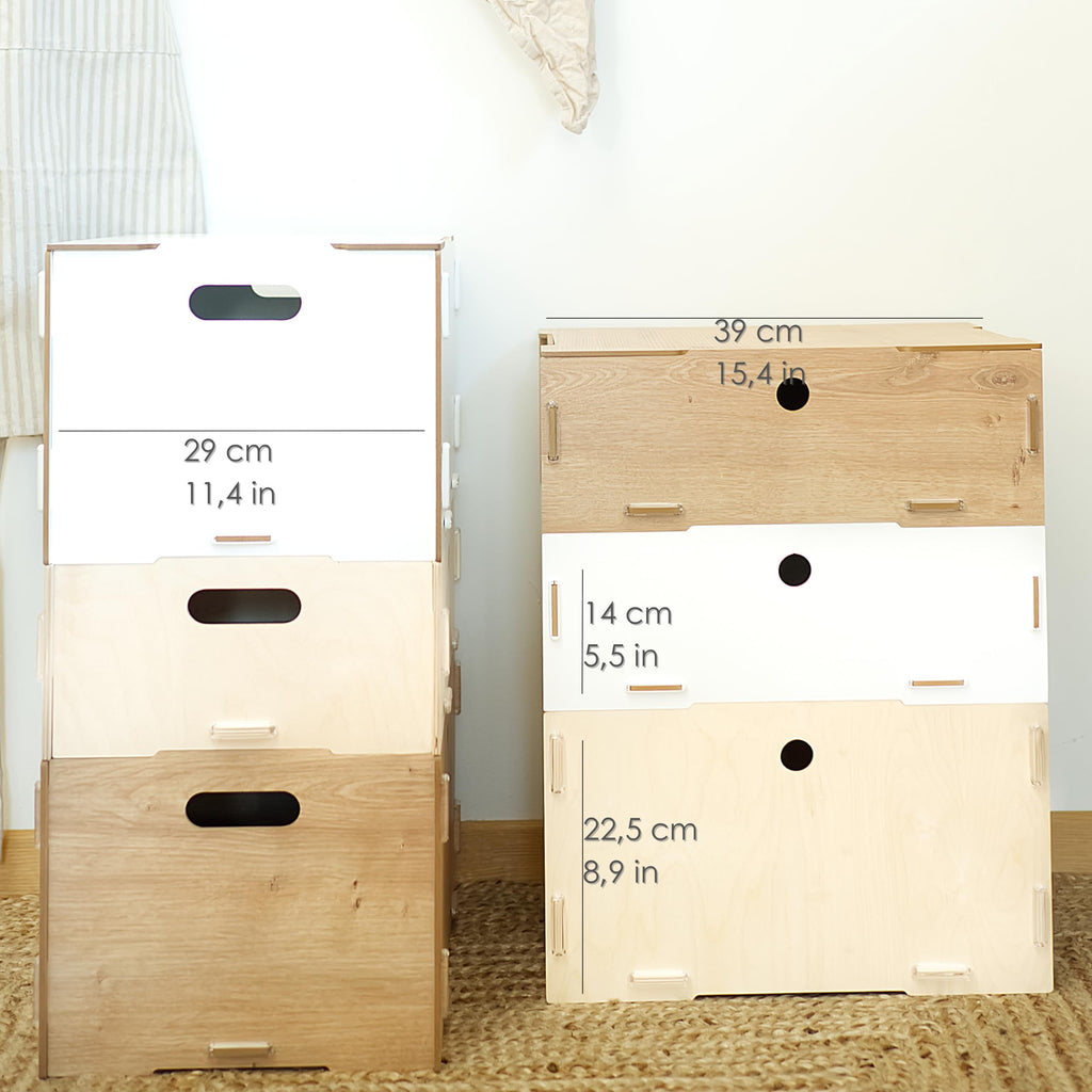 clipfritz - Wooden Storage Box with Lid 39 x 29 x 14 cm - Rustic Birch - Stackable, Portable, Organiser Box for Children's Room - image 3