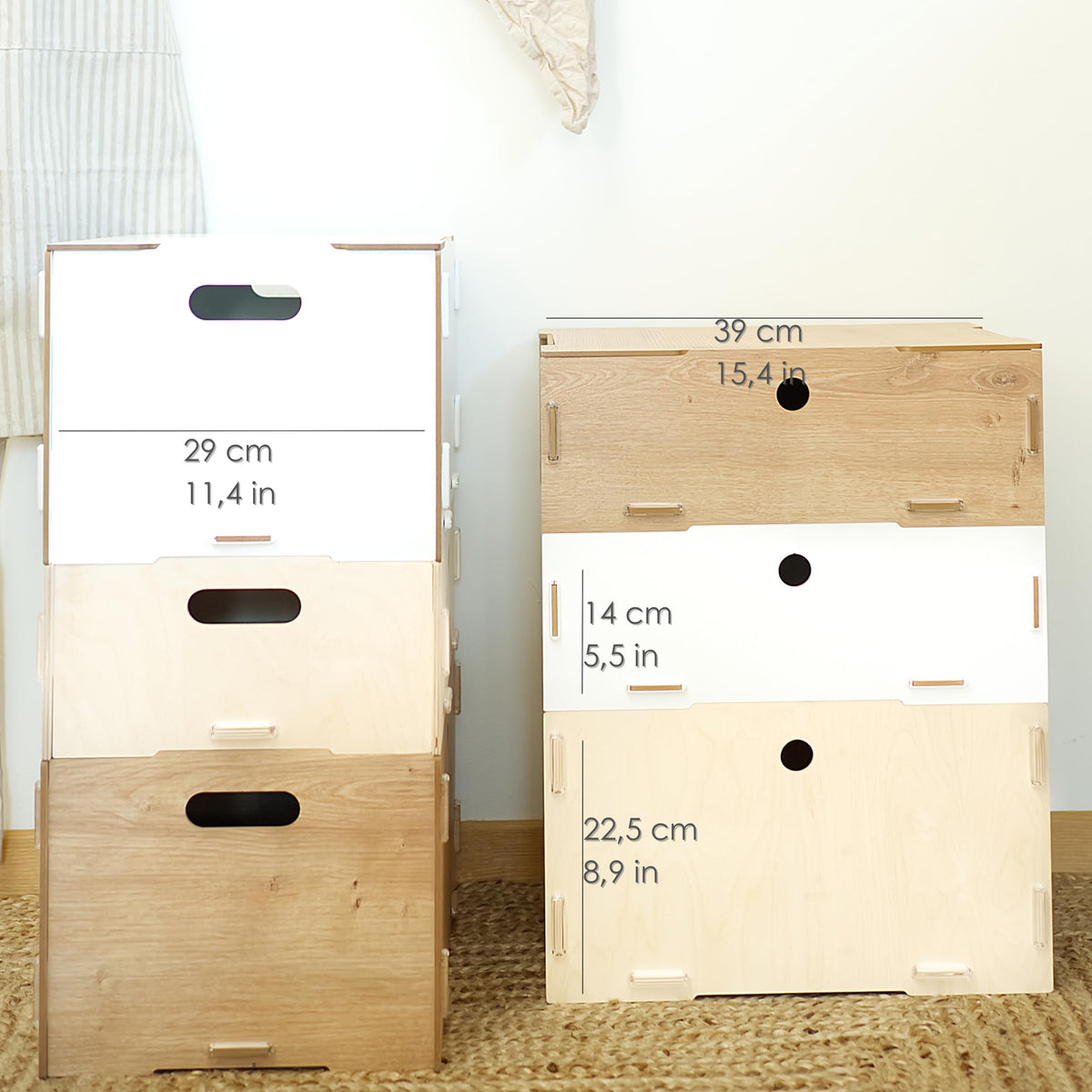 clipfritz - Wooden Storage Box with Lid 39 x 29 x 14 cm - Rustic Birch - Stackable, Portable, Organiser Box for Children's Room - image 3