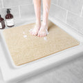 Jolof Store Loofah Shower Mat – 80x80cm Non-Slip Square Beige Bath Mat