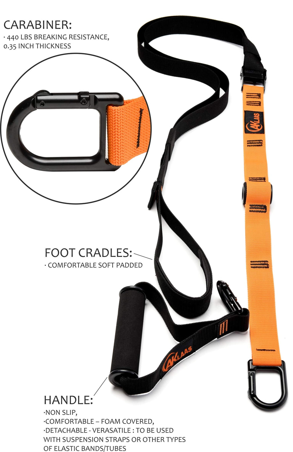 AKLAAS Bodyweight Suspension Trainer Kit with 5 Resistance Loop Bands