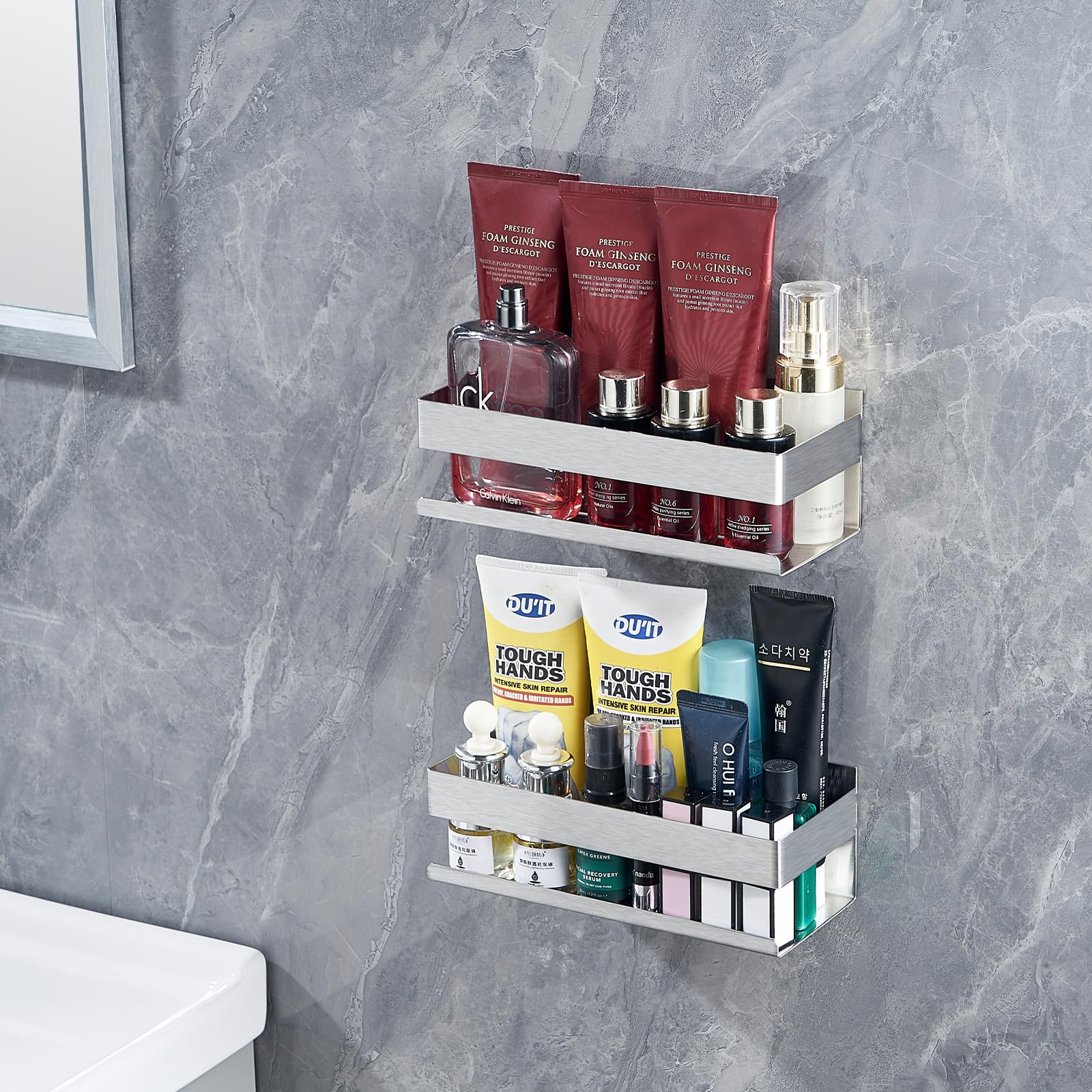 TEPENG Stainless Steel Shower Caddy – Rustproof No-Drill Shelf (2-Pack)