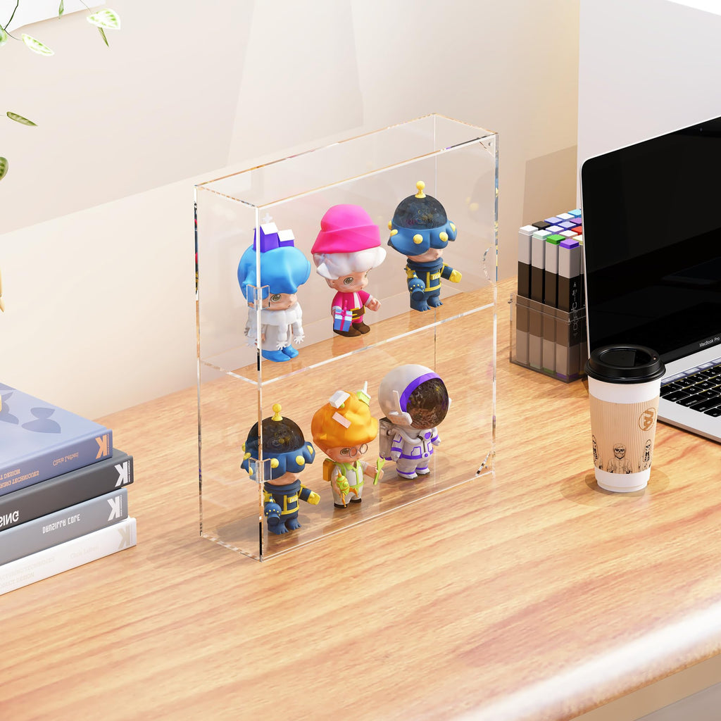 UoYeet Acrylic Display Cabinet for Both Wall Mount and Desktop Showcasing, 2 Layer Clear Display Case for Mini Toys, Pop Figurines - image 3