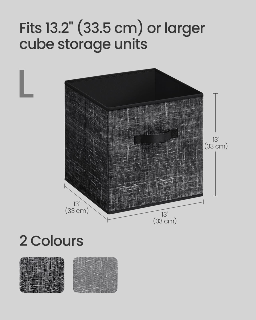 SONGMICS Foldable Storage Cubes | 33cm Fabric Bins - Set of 8 | Ink Black