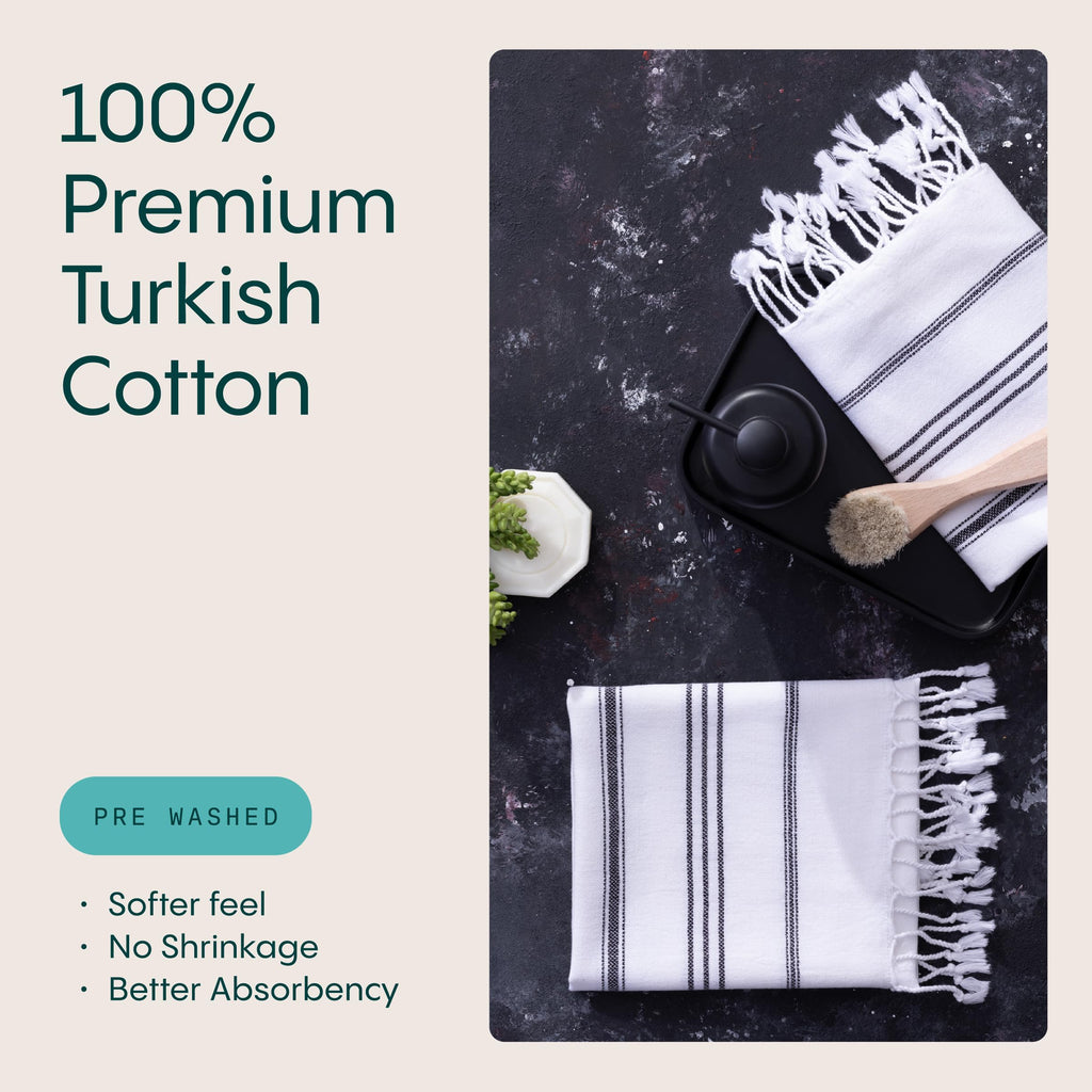WETCAT Turkish Hand Towels with Hanging Loop, Set of 2 20" x 30" 100% Turkish Cotton, Pre-Washed, Quick Drying, for Kitchen or Bathroom - image 3
