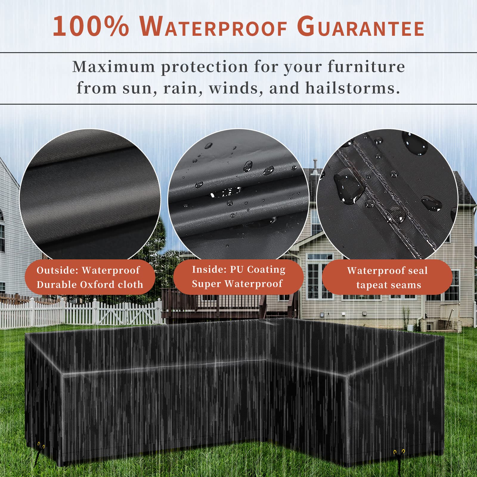 RICHIE L-Shape Garden Furniture Cover – Waterproof 420D Oxford Rattan Sofa