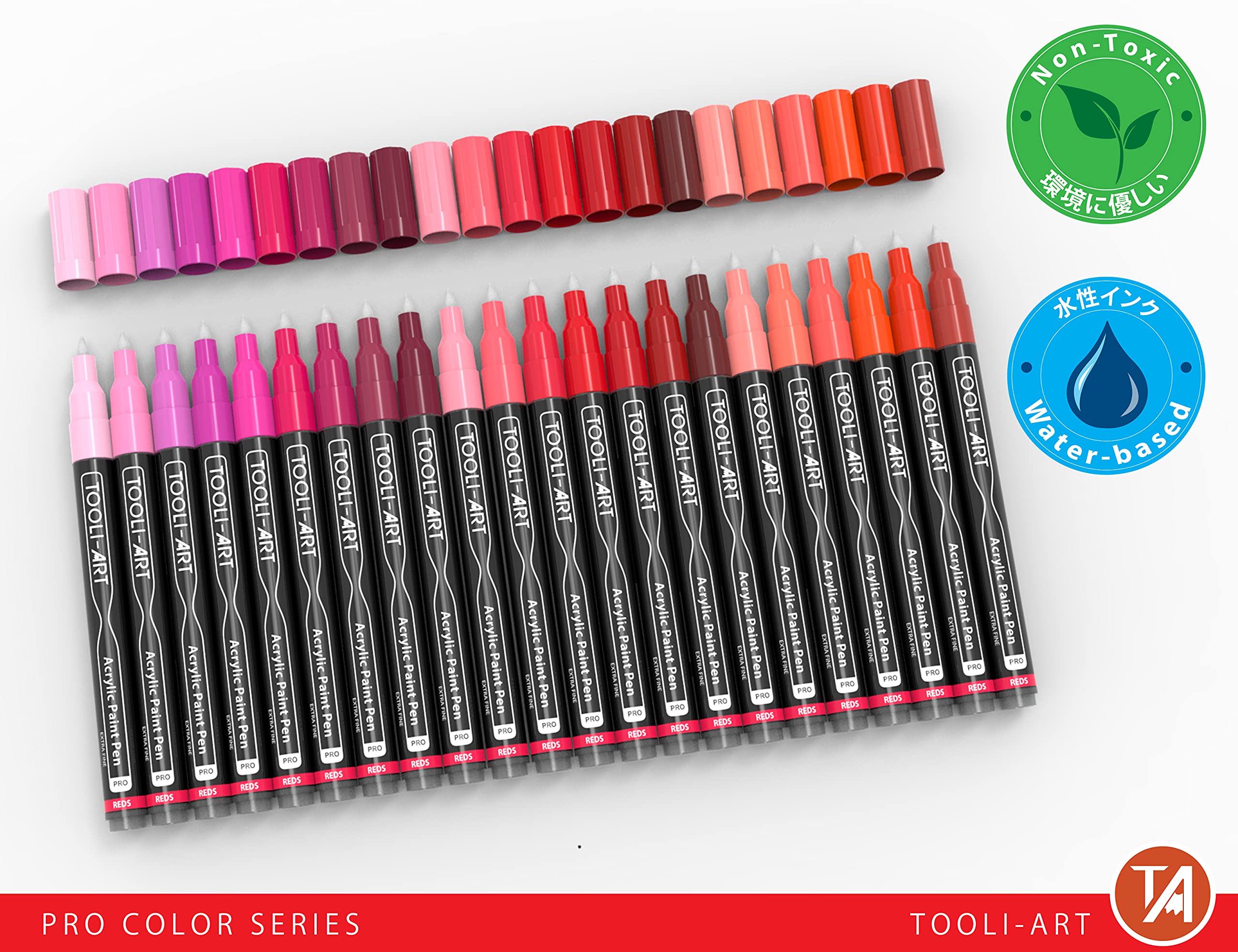 22 Red & Pink Acrylic Paint Pens, 0.7mm Extra Fine Tip Markers