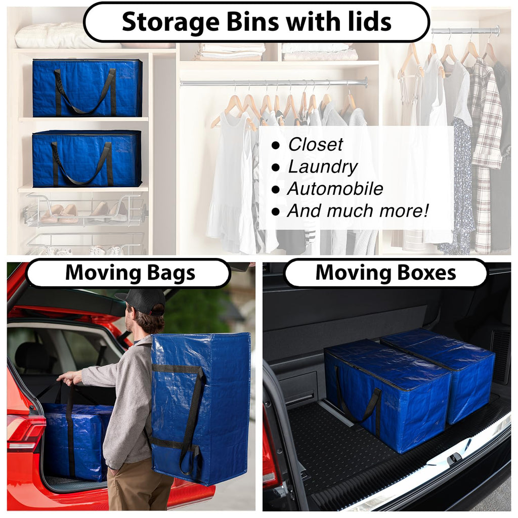 ClearSpace Heavy Duty Moving Bags with Backpack Straps, 86L - 8 Pack
