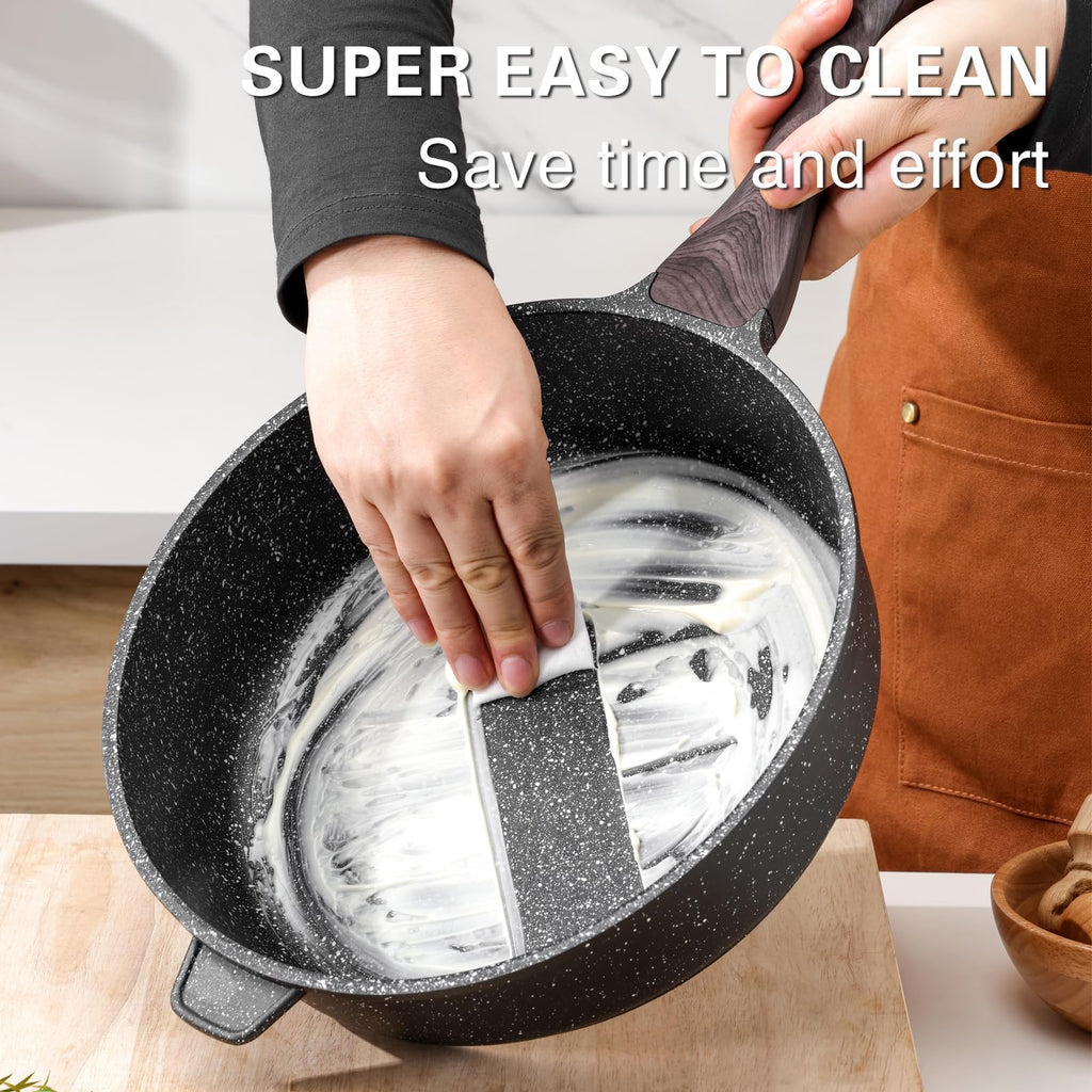 Kordisen 30cm Granite Nonstick Deep Frying Pan with Lid | 5.7L Saute Skillet