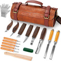 K KERNOWO 17PCS Wood Carving & Whittling Kit with PU Leather Wrap