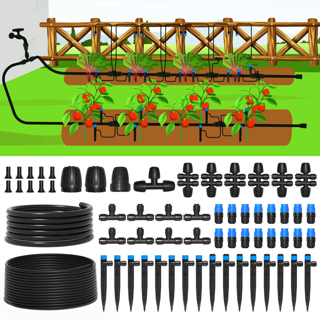 MIXC 230FT Drip Irrigation System Kit | Quick-Connect Garden Watering