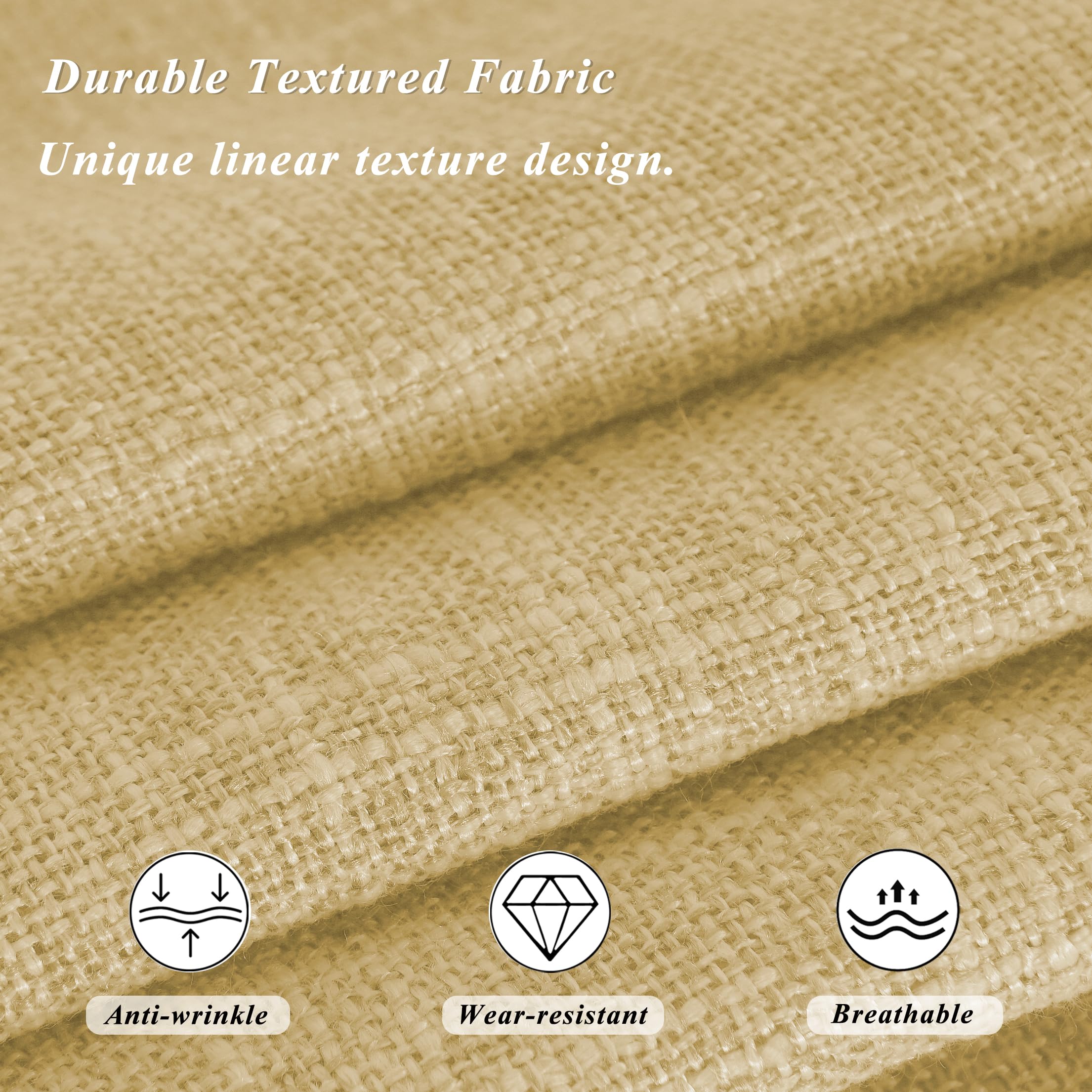 FlyGulls Non-Slip Dining Chair Cushions - Set of 4 Tufted Faux Linen Pads