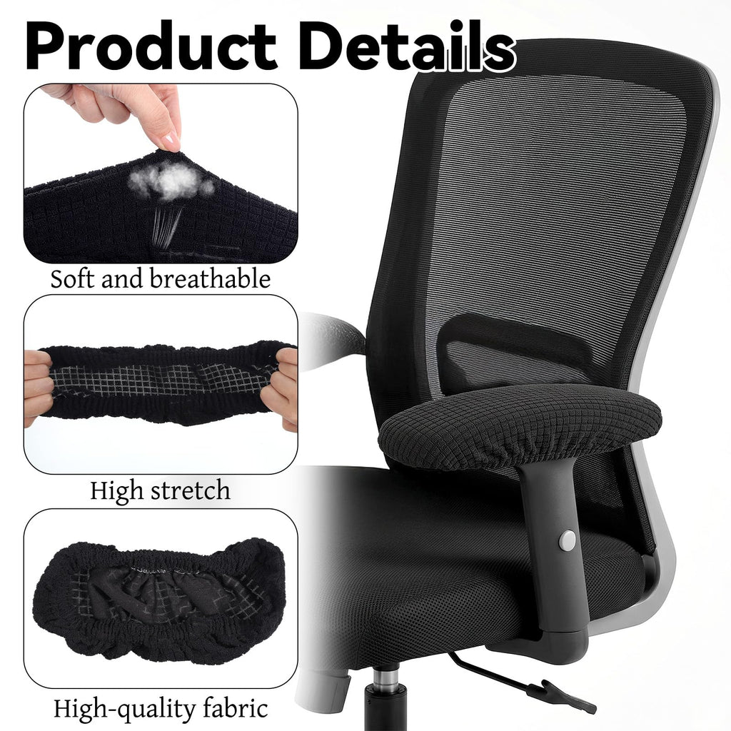 HJZHII 2Pcs Office Chair Armrest Covers, Removable Chair Arm Covers