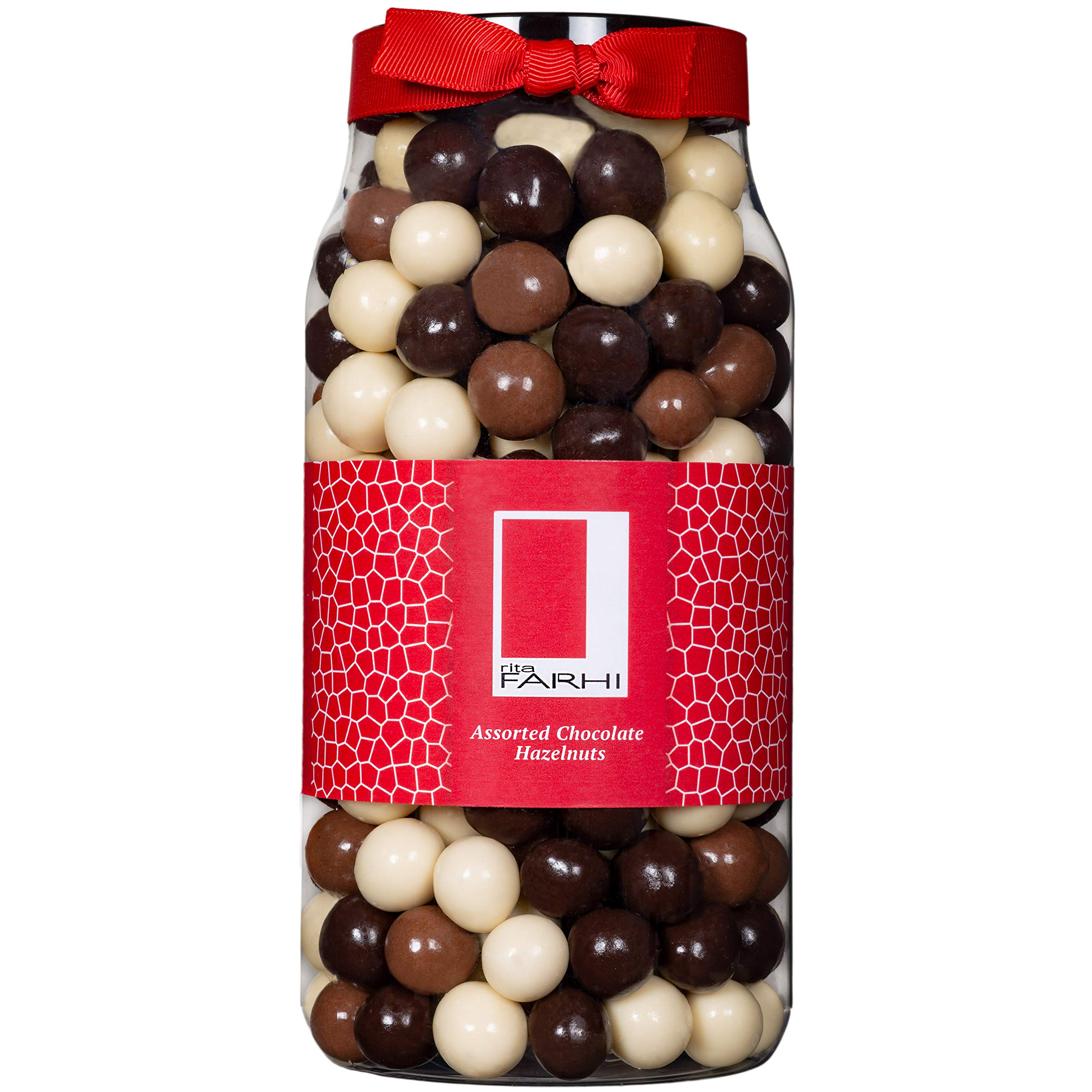 Rita Farhi Assorted Milk, Dark & White Chocolate Hazelnuts Gift Jar – 700g