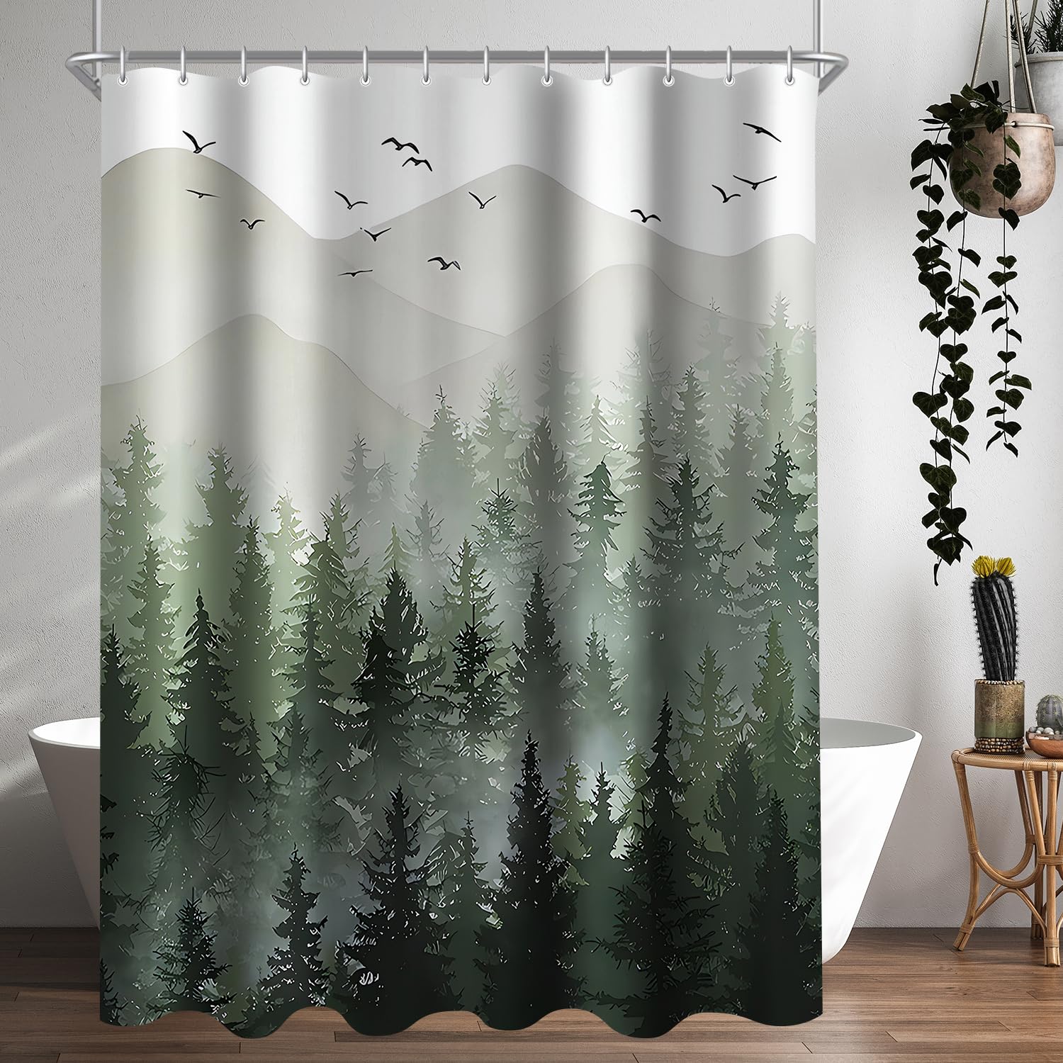Forest Shower Curtain | Anti-Mould Polyester, 200 x 200 cm