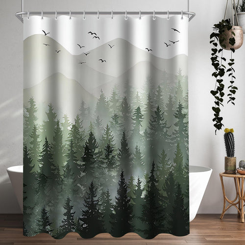 Forest Shower Curtain | Anti-Mould Polyester, 200 x 200 cm