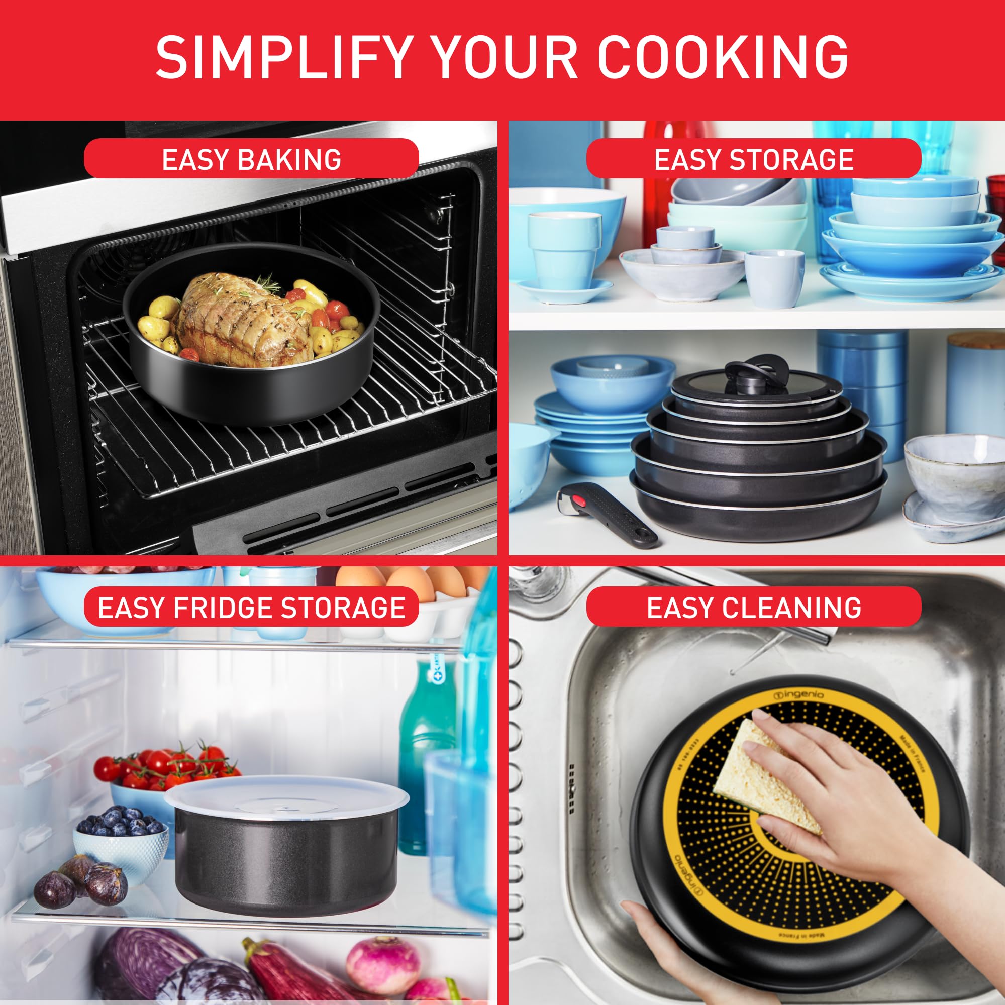 Tefal Ingenio Easy ON 3-Piece Non-Stick Frying Pan Set – 24cm & 28cm