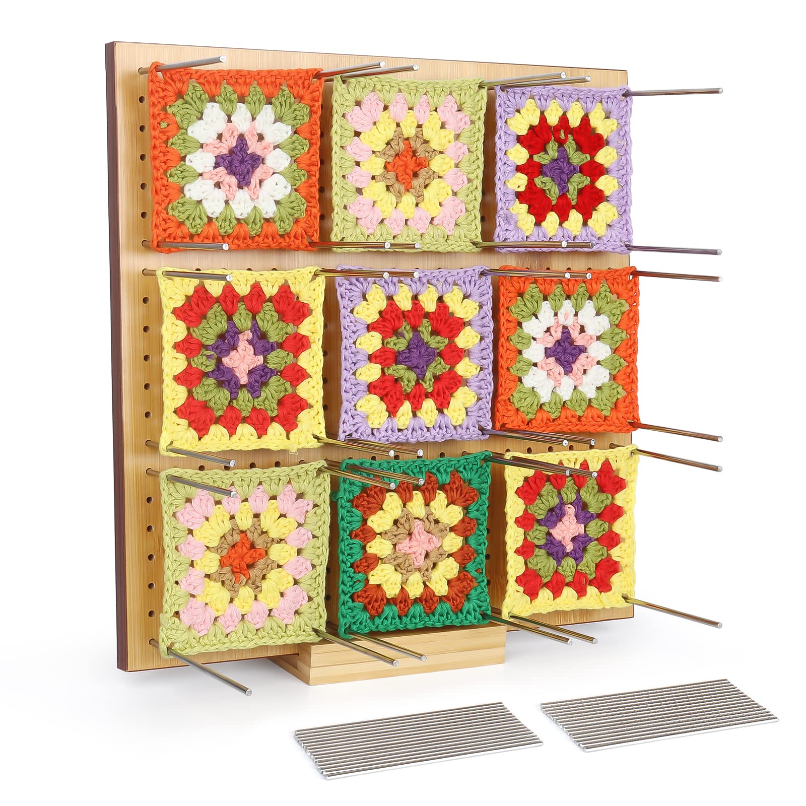 Coopay 11.4" Bamboo Crochet Blocking Board with 30 Pins for Granny Squares
