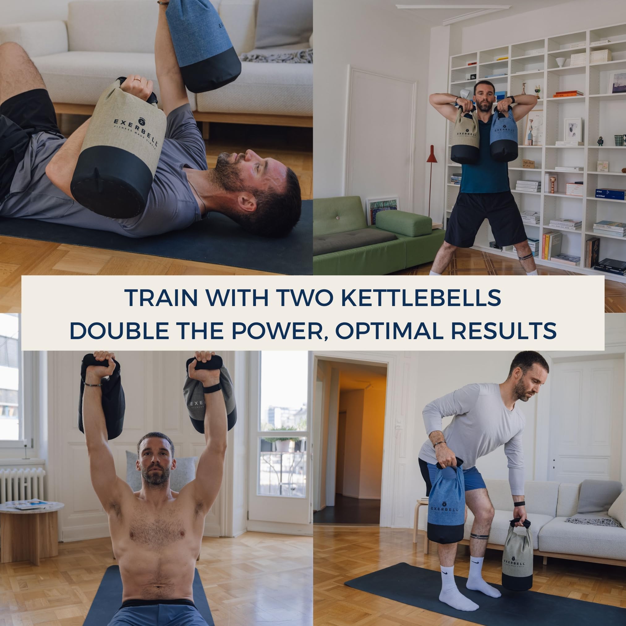 Exerbell Adjustable Foldable Kettlebell Set - 2-14kg Water & Sandbag