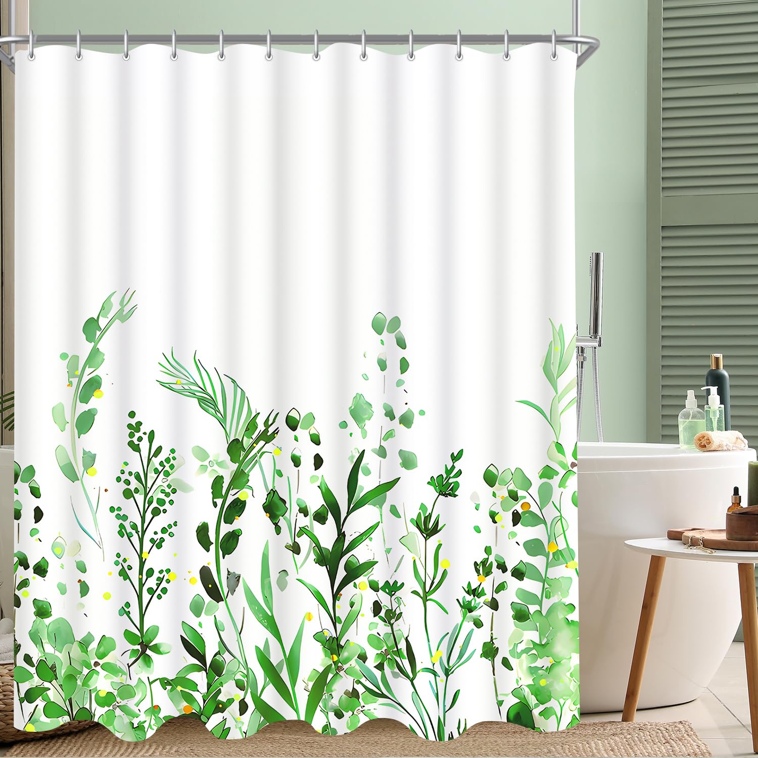 Lerores Floral Shower Curtain – 200x200cm Anti-Mould Waterproof Polyester