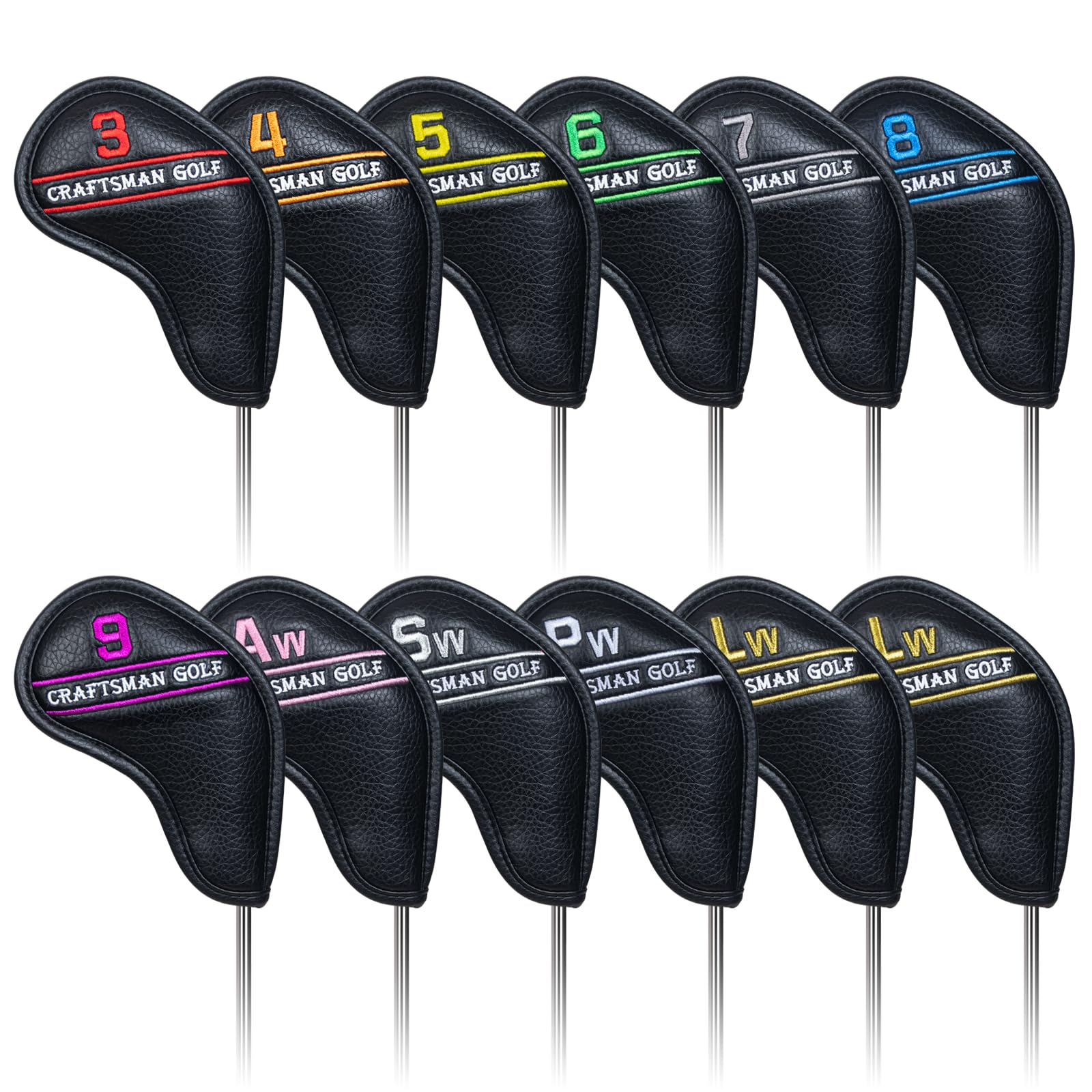 Craftsman Golf Magnetic Iron Headcovers - 12pc Set with Colorful Numbers