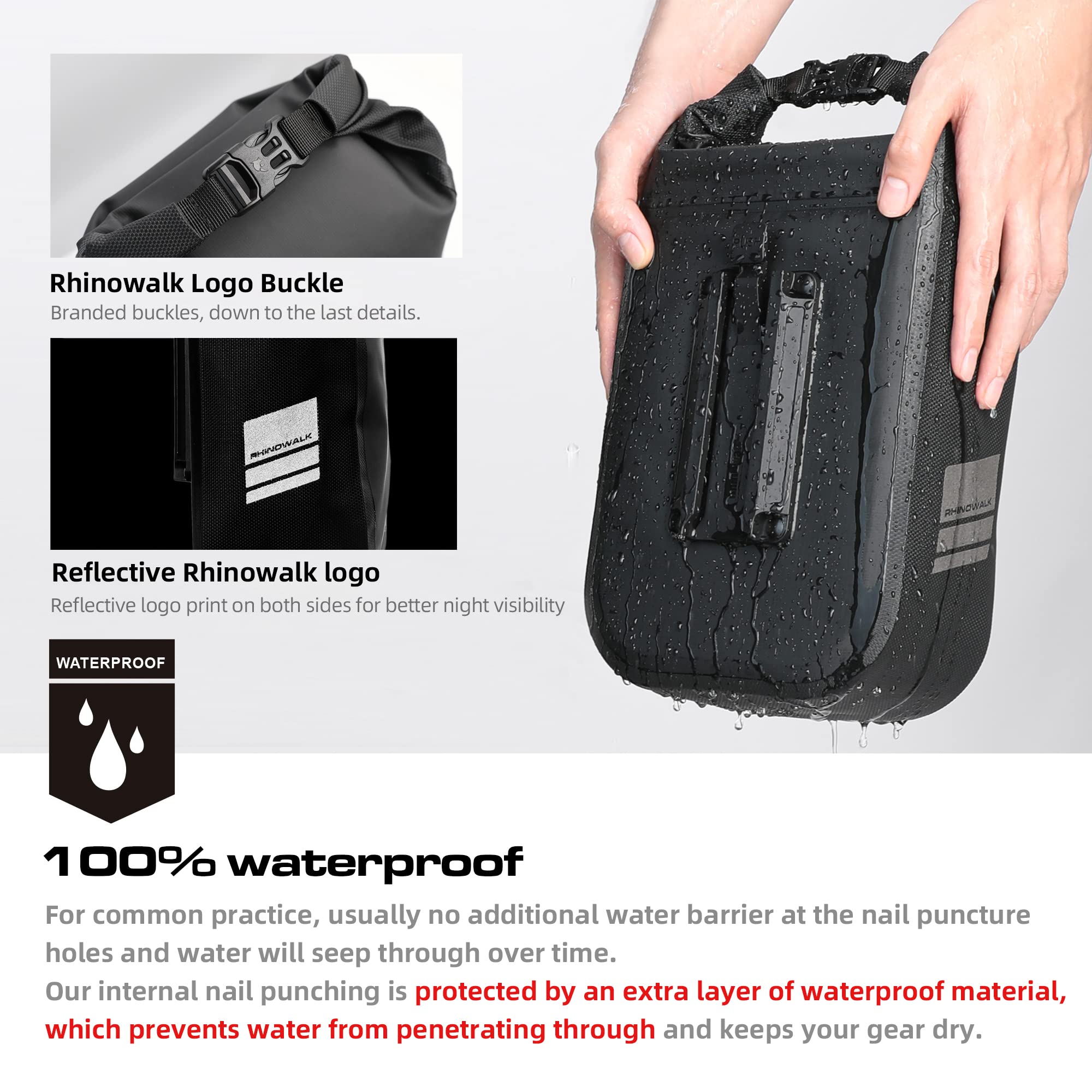 Rhinowalk Waterproof Bike Front Fork Bag – 4-6L Quick Release Dry Bag