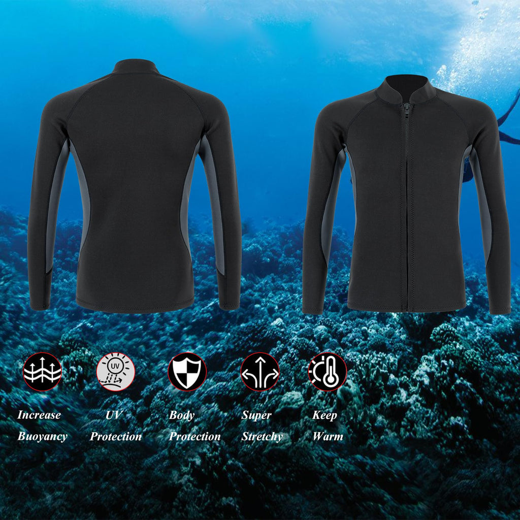 YDQUANI 2mm Neoprene Wetsuit Top | Thermal Long Sleeve Diving Jacket
