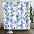 Floral Shower Curtain – White & Blue Waterproof Polyester