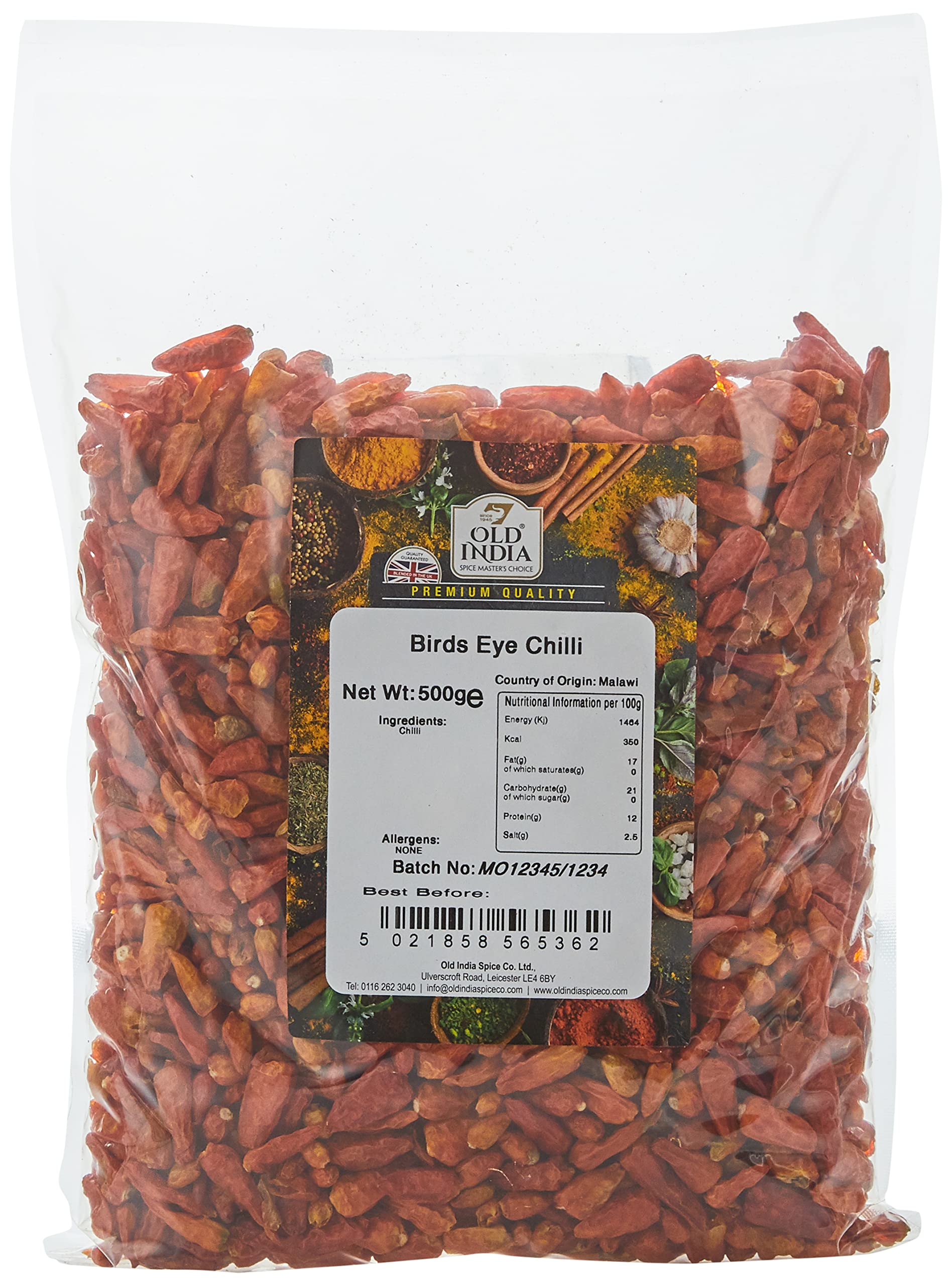 Old India Birds Eye Chilli – 500g Bulk Dried Hot Spicy Peppers