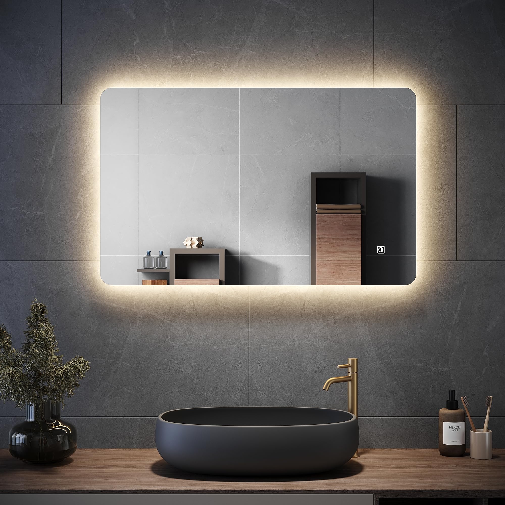 800x500mm LED Bathroom Mirror – Dimmable Backlit Anti-Fog