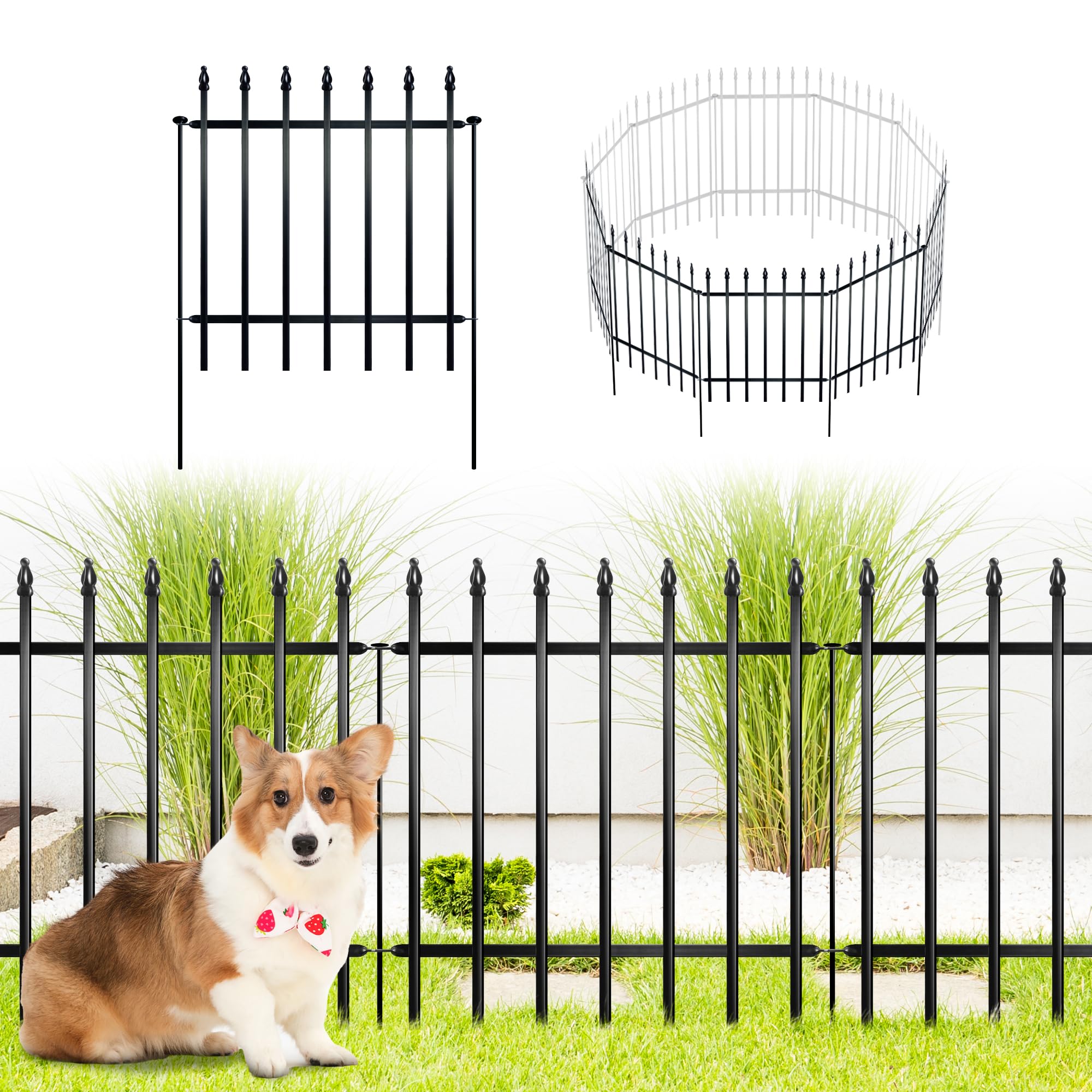 ARIFARO Metal Garden Fence – 5 Pack Rustproof Animal Barrier (61x61cm)