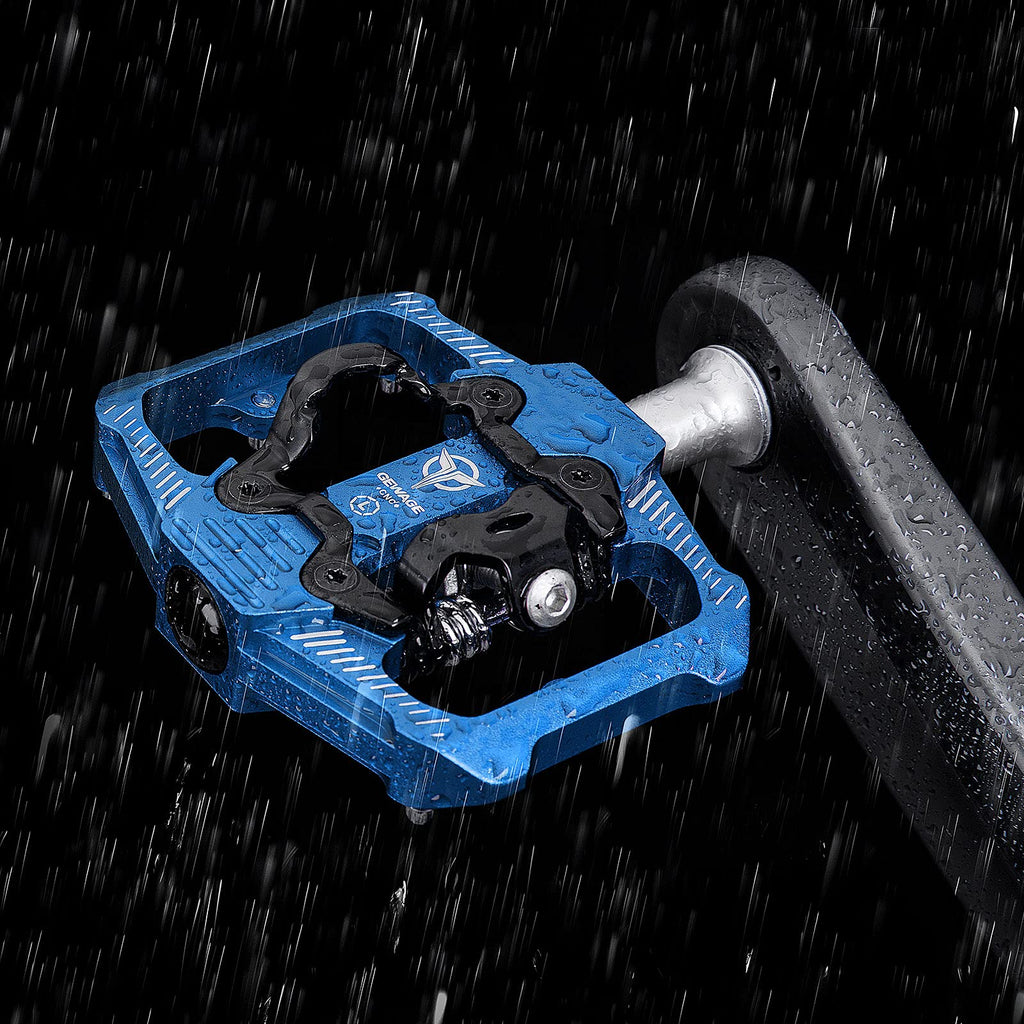 GEWAGE Dual Function MTB Pedals – SPD Compatible 3-Bearing Flat Pedals