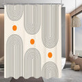 Lerores Geometric Shower Curtain - 120x200cm Anti-Mould Weighted Hem